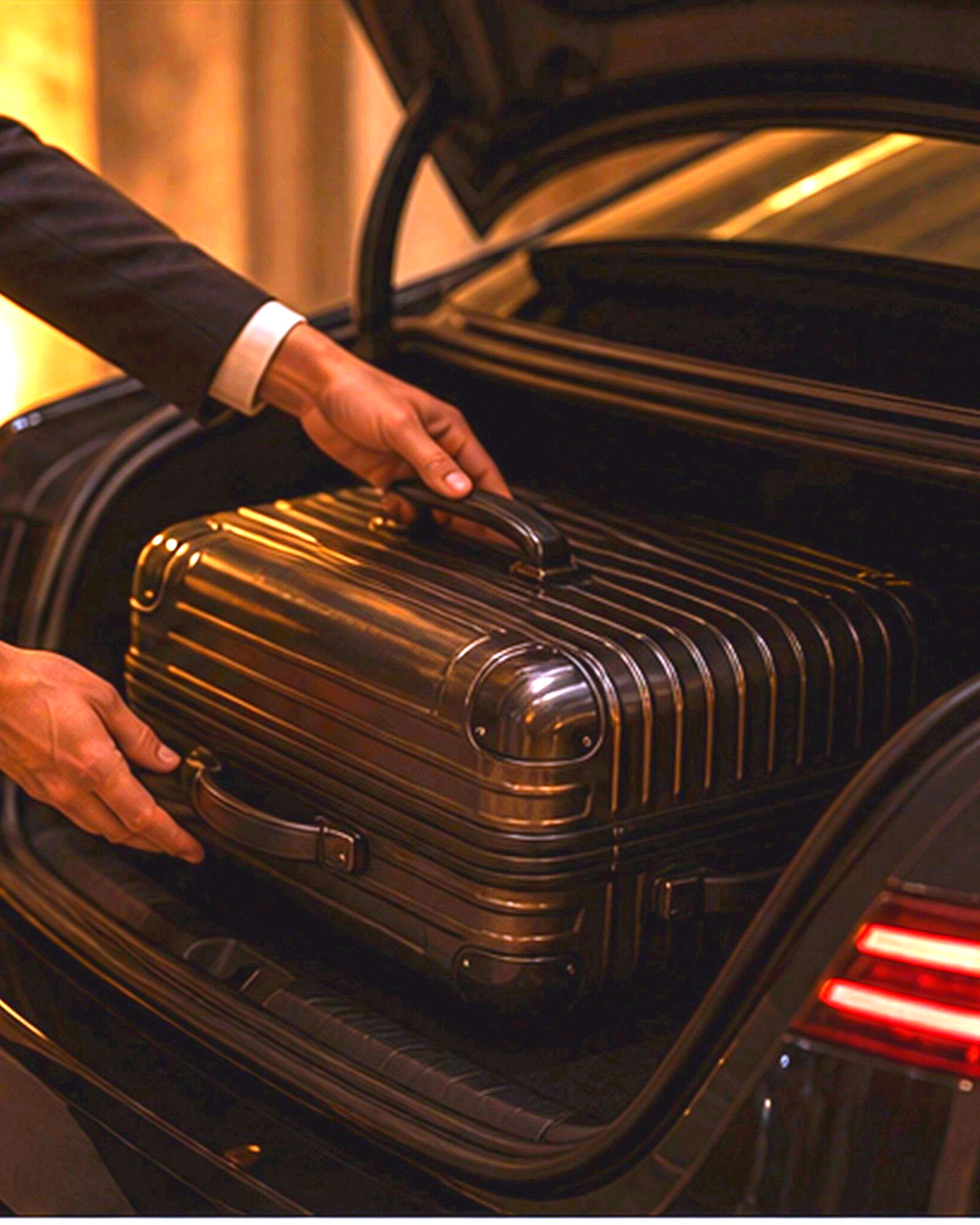 Guest luggage and vehicle access checked before a premium car handover