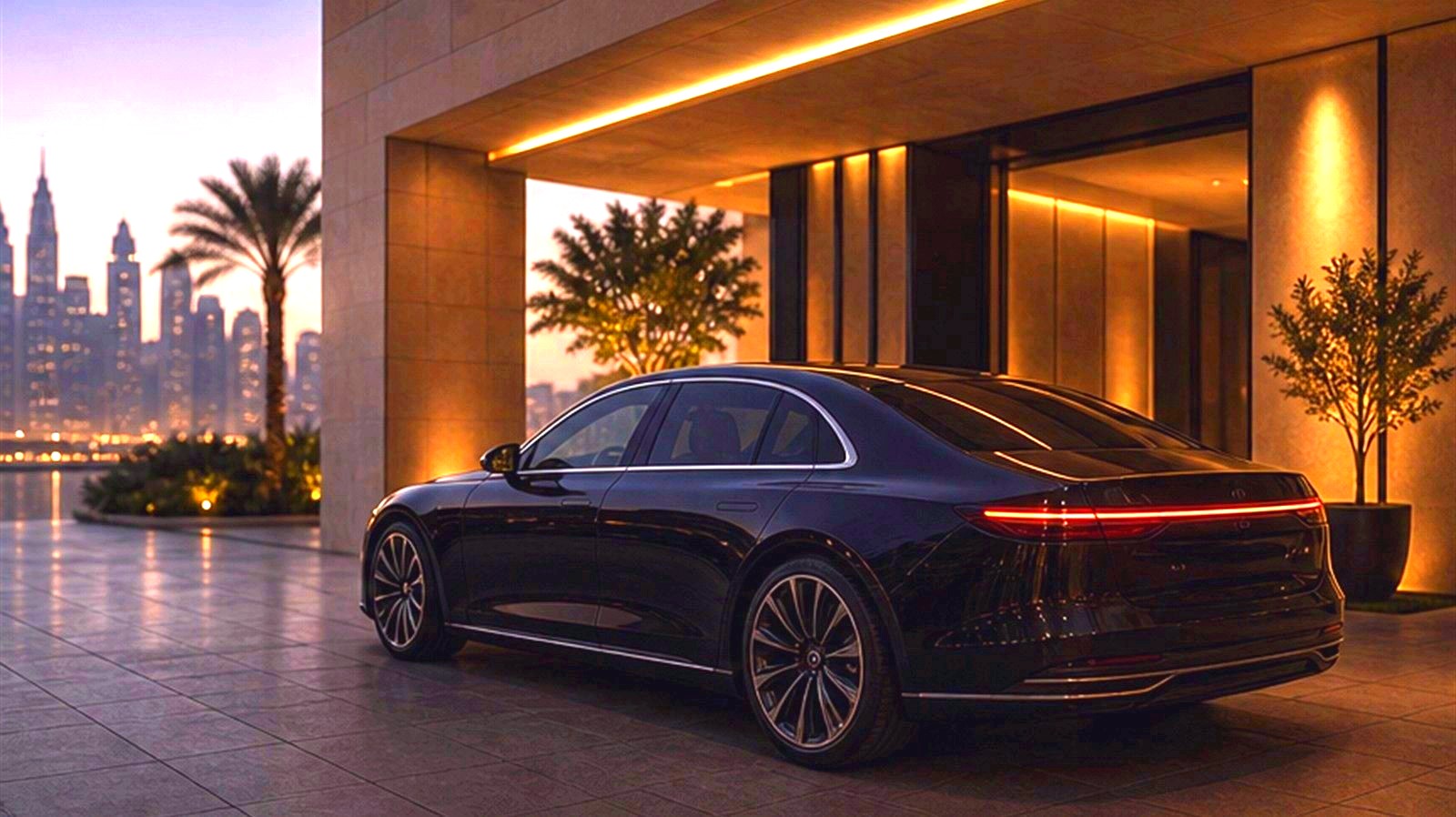 Chauffeur standing beside a prepared premium SUV before a guest handover