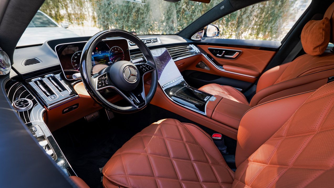 Black Mercedes S680 Maybach cabin detail in Dubai