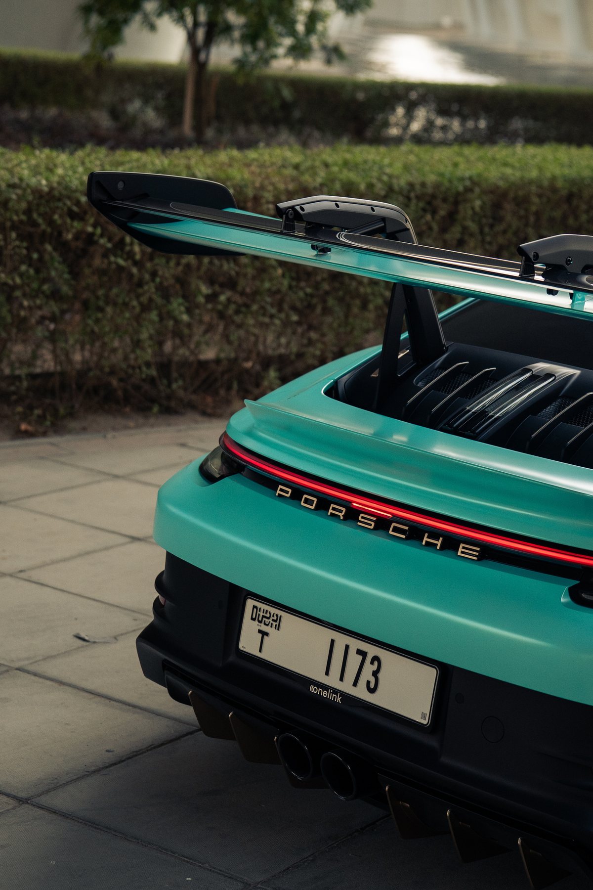 Blue Porsche GT3 RS detail detail in Dubai