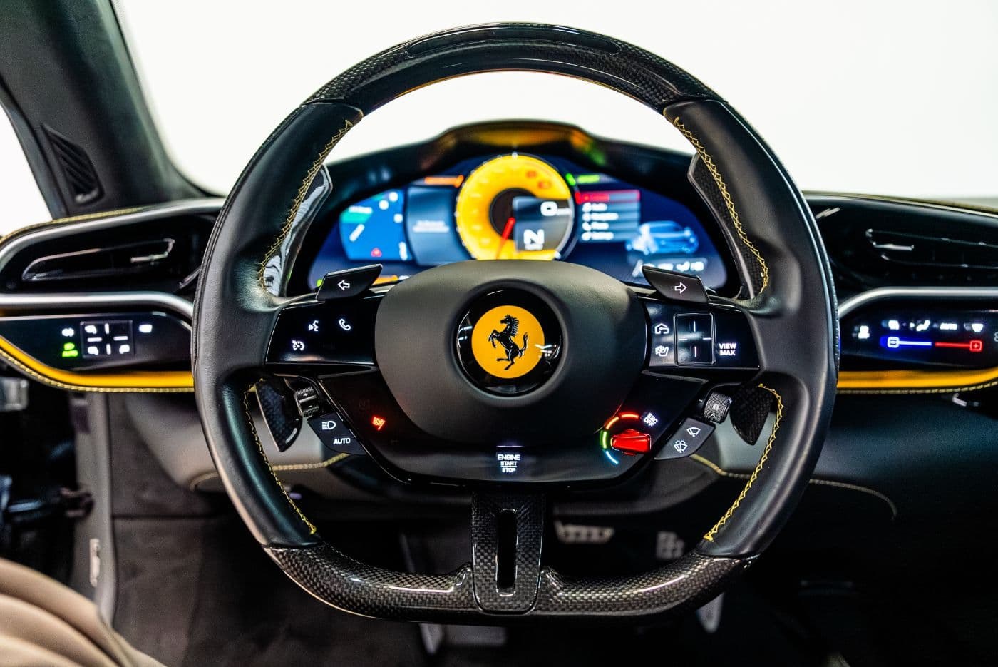 Ferrari 296 GTS steering wheel and digital driver display
