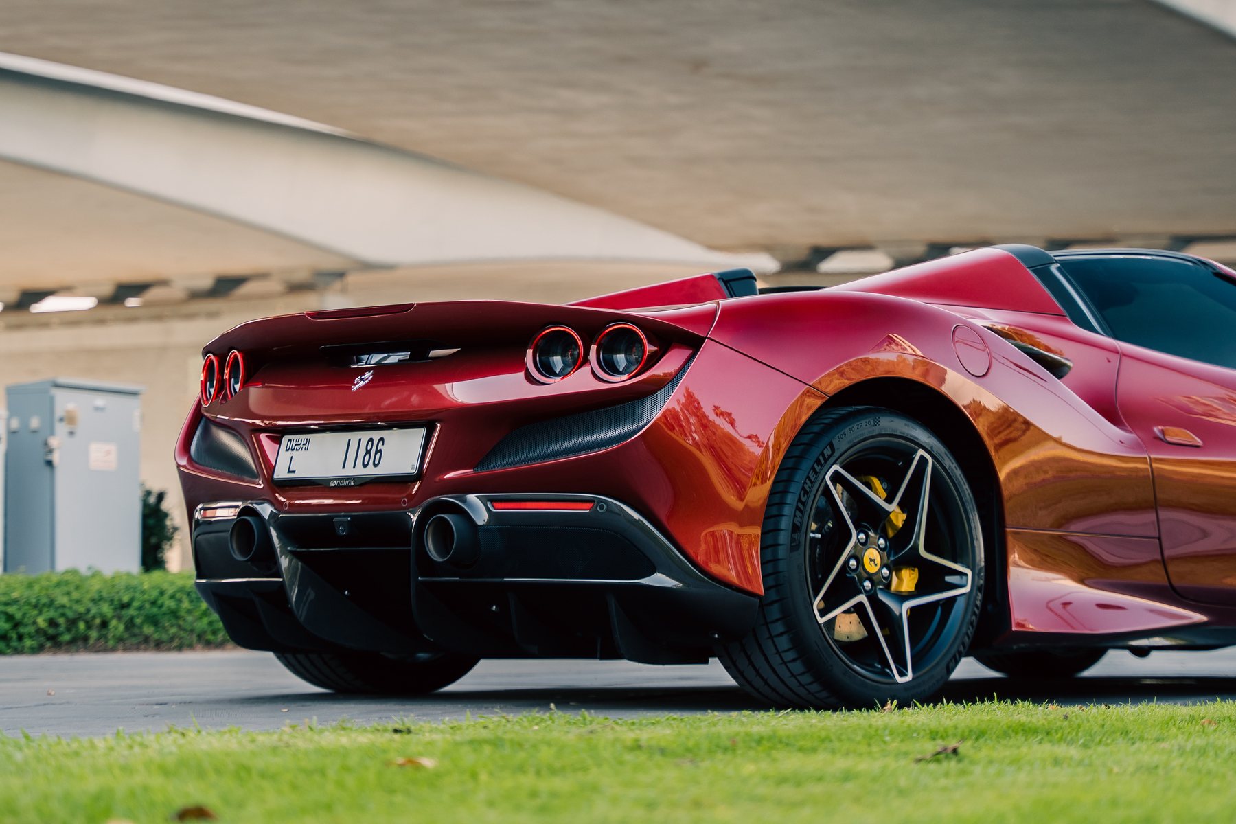 Ferrari F8 Spider profile detail in Dubai