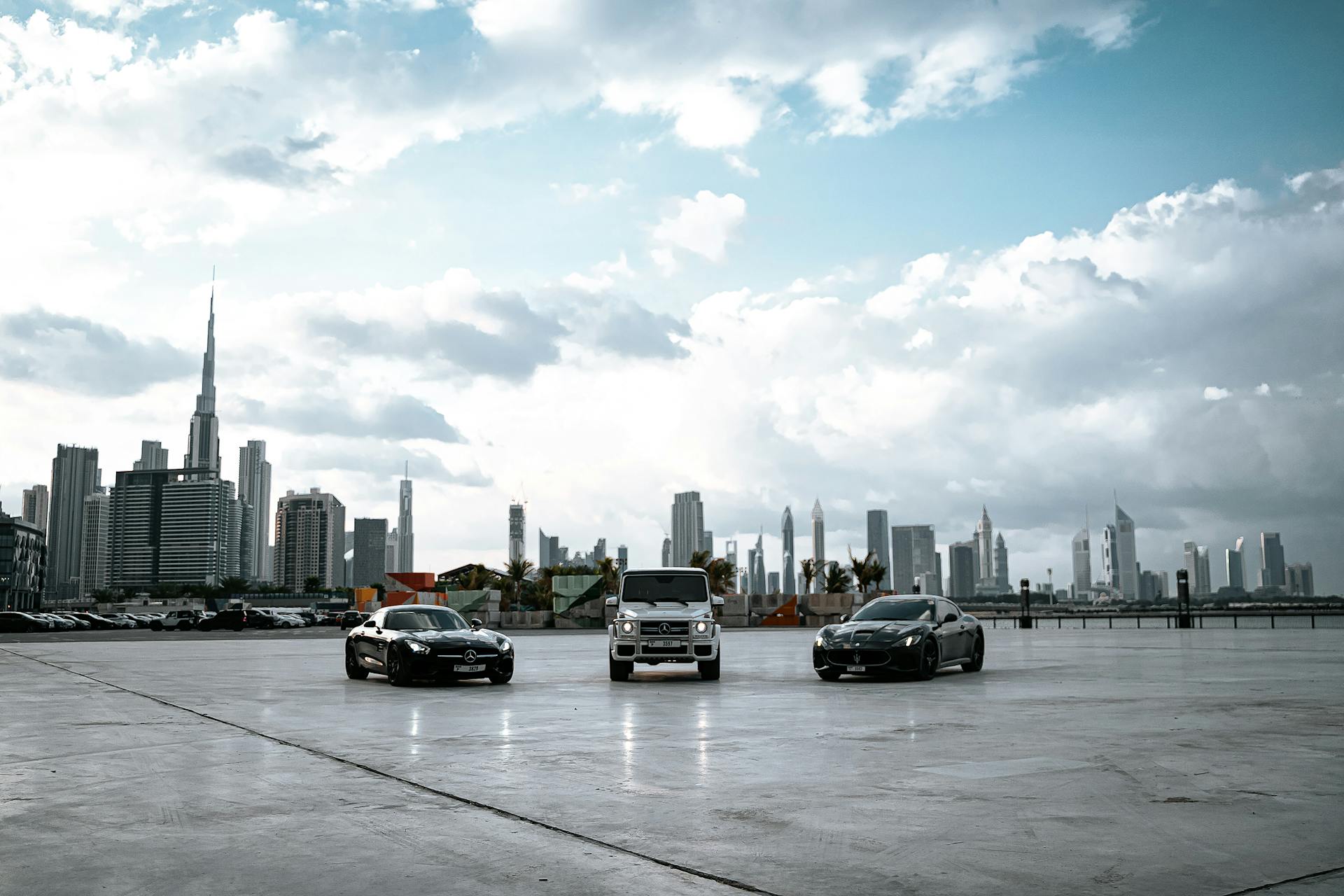 Curated luxury fleet lineup with the Dubai skyline