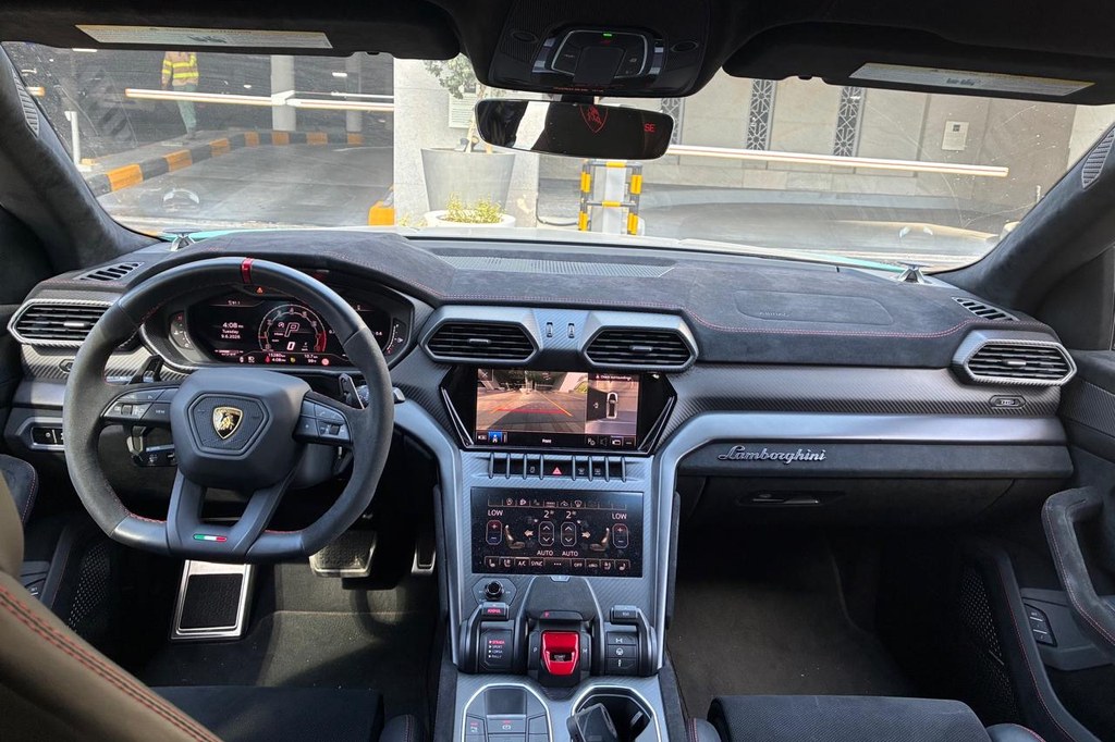 Lamborghini Urus black cockpit and center console in Dubai
